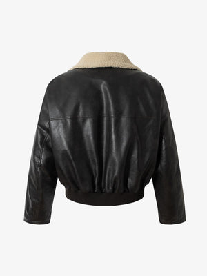 Vintage Shearling Collar Quilted Leather Jacket - thumbnail 2