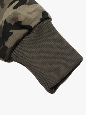 Camouflage Embroidery Patchwork Cardigan Fur Collar Hooded Sweatshirt - thumbnail 7