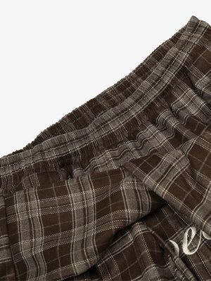 Street Pleated Waistband Plaid Check Barrel Pants - thumbnail 3
