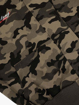Camouflage Embroidery Patchwork Cardigan Fur Collar Hooded Sweatshirt - thumbnail 3