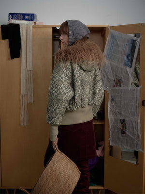 Retro Fur Collar Quilted Workwear Cotton Jacket - thumbnail 5