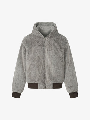 Retro Reversible Fleece Lined Zip-up Hooded Jacket - thumbnail 9