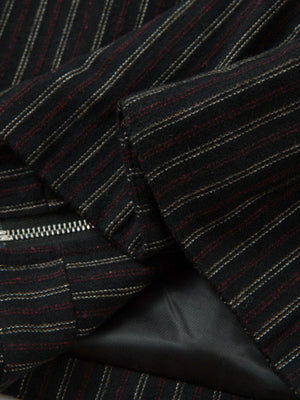 Textured PU Leather Patchwork Retro Stripe Jacket - thumbnail 9