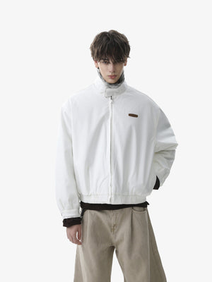 Vintage Stand Collar Fur Lined Bomber Jacket - thumbnail 7