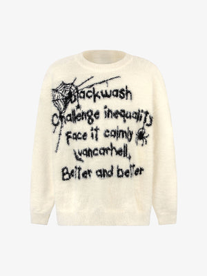 Retro Letter Jacquard Mink Sweater - thumbnail 2