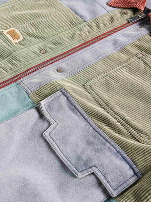 High Street Multi-Pocket Color-Block Patchwork Work Jacket - thumbnail 4