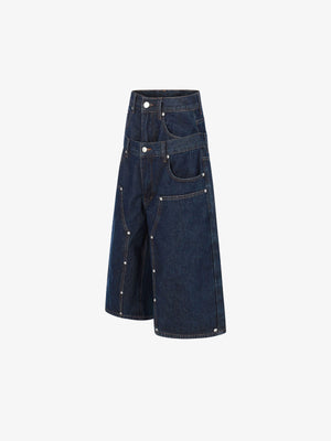 Jeansshorts mit doppeltem Bund – Seitenansicht flach | XoKool