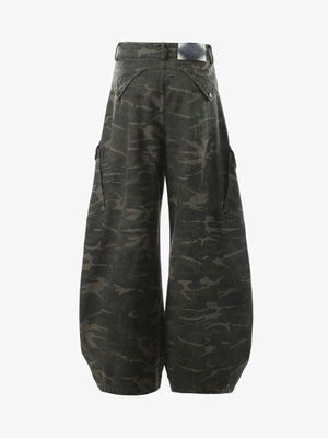 Dark Camo Barrel Cargo Pants – back view | XoKool