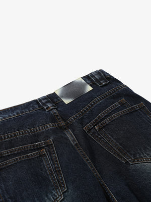 Dark Indigo Barrel Jeans with Double Seams – back waistband close-up | XoKool