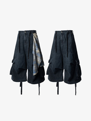 Jeans-Cargoshorts – Vorder- und Rückseite flach | XoKool