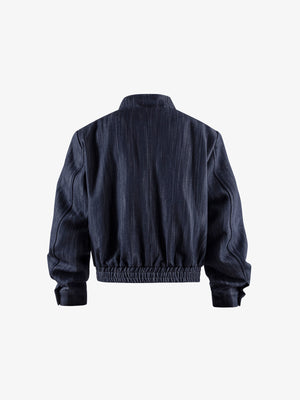Dark Indigo Denim Harrington Jacket – Dark Indigo, back view | XoKool