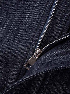Indigo denim jacket – zipper close-up | XoKool