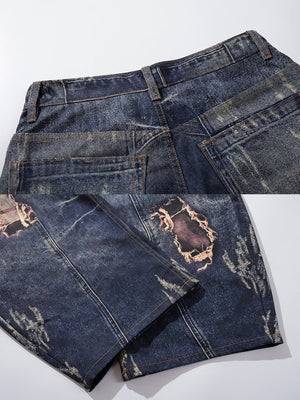 Barrel Jeans mit reparierten Rissen – Detail-Collage: Gesäßtaschen, Saum | XoKool