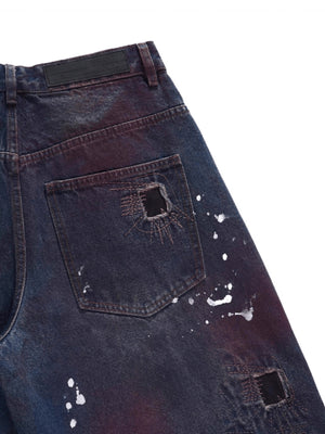 Ripped Barrel Jeans – back pocket and patch close-up | XoKool
