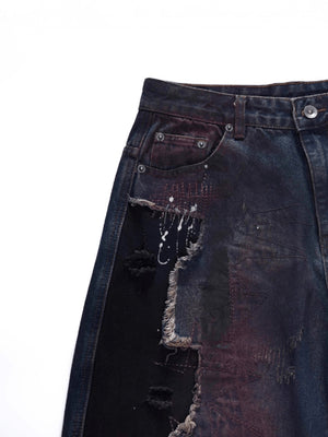 Ripped Barrel Jeans – front side patch close-up | XoKool