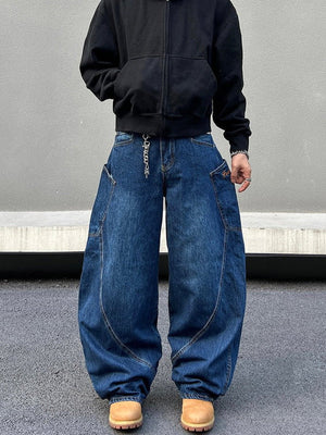 Jeans barrel curvos en lavado oscuro – en chico, vista frontal | XoKool