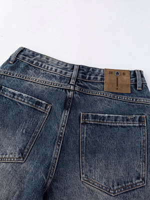 Dark Wash Horseshoe Jeans – back pocket and waist patch close-up | XoKool