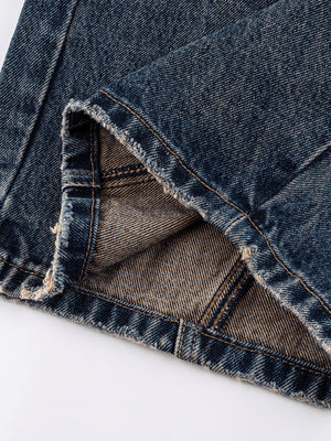 Jeans herradura en lavado oscuro – detalle del interior del bajo | XoKool