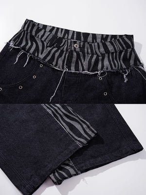 Zebra Print Jeans – waistband and hem close-up | XoKool
