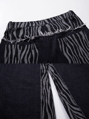 Zebra Print Jeans – waistband and inner-leg zebra panel close-up | XoKool