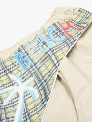 Contrast Graffiti Plaid Decorative Patchwork Loose Casual Pant - thumbnail 8