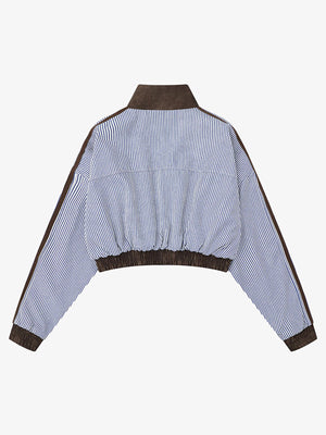 Retro Badge Embroidery Contrast Cropped Jacket - thumbnail 2