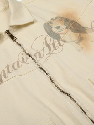 Rust Washed Vintage Dog Graphic Workwear Jacket - thumbnail 3