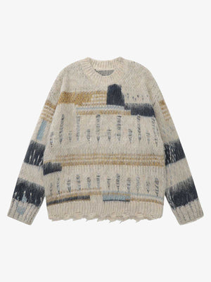 Geometric Irregular Striped Sweater - thumbnail 1