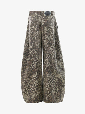 Vintage Leopard Print Cargo Barrel Pants - thumbnail 2