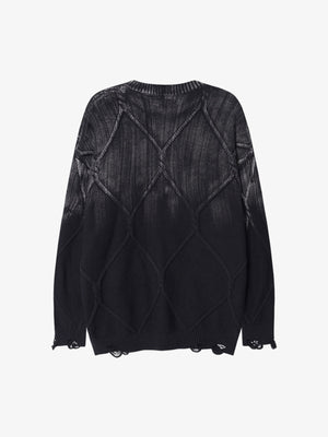 Paint Spray Hole Cable Crewneck Sweater - thumbnail 3