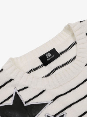 Striped Star Jacquard Loose Knitted Sweater - thumbnail 3