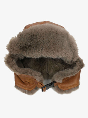 Vintage Distressed Leather Plush Trapper Hat - thumbnail 8