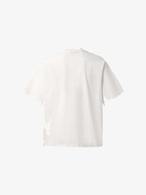 Denim Jacket Illusion Print Boxy Tee – White, back flat | XoKool