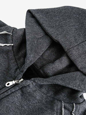 Distressed Zip Hoodie – Nahaufnahme von Kapuze und Ausschnitt | XoKool