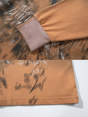 Dip dye long sleeve shirt – Rust, cuff and print close-up | XoKool