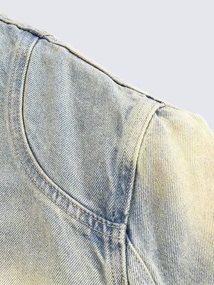 Dirty wash denim jacket – sleeve seam close-up | XoKool