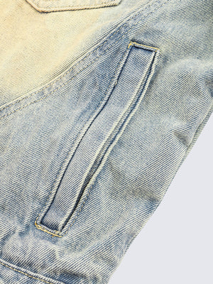 Dirty wash denim jacket – welt pocket close-up | XoKool