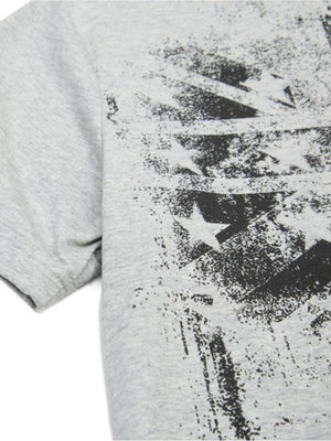 American flag tee – shoulder print close-up | XoKool