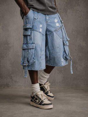 Cargo Jorts – Hellblau, am Model von der Seite | XoKool