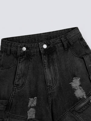 Cargo Jorts – Nahaufnahme von Bund und Used-Look | XoKool