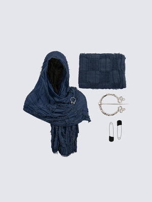Bufanda capucha – Azul marino, set plano | XoKool