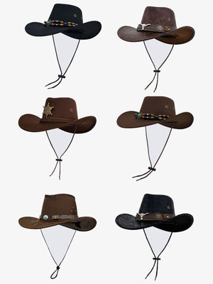 Distressed Leather-Look Western Cowboy Hat – all 6 styles overview | XoKool
