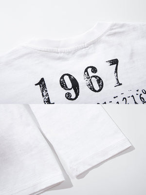 Distressed long sleeve shirt – back '1967' and hem close-up | XoKool