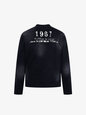 Distressed long sleeve shirt – Black, back flat | XoKool