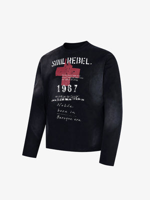 Distressed long sleeve shirt – Black, front angle | XoKool