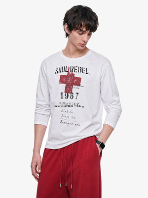 Distressed long sleeve shirt – White, on model front | XoKool