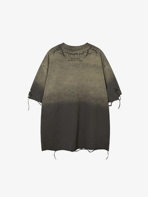 Distressed ombre t-shirt – Grey back flat lay | XoKool