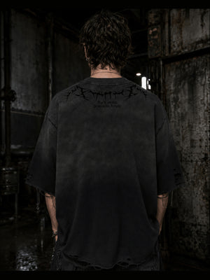 Distressed ombre t-shirt – On model, black, back | XoKool