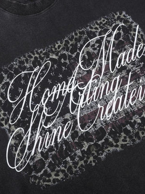 Distressed layered long sleeve – script print close-up | XoKool