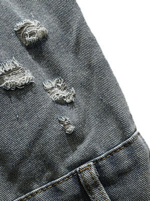 Distressed denim jacket – distressed rips close-up | XoKool